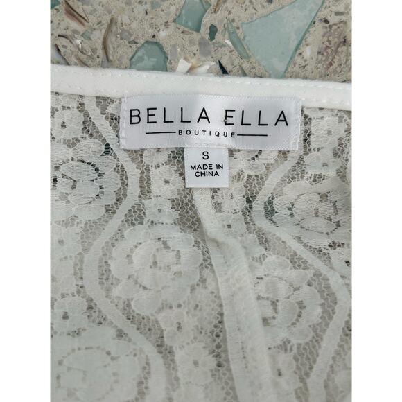 Bella Ella White V Neck Lace Dress Small Bridal Shower Cottagecore Twee Coquette - Picture 10 of 11